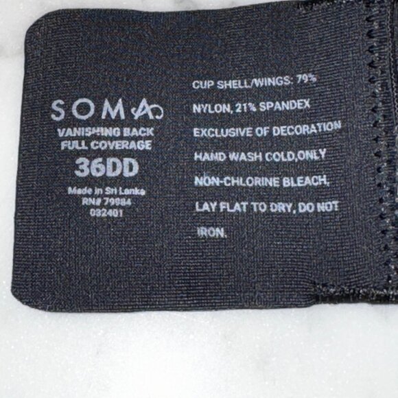 Soma Vanishing Back Full Coverage Underwire Bra – Black – 36DD - Picture 6 of 6